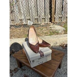 Bruno Magli Brown Croc Leather Heels 5.5B Italy Vintage
